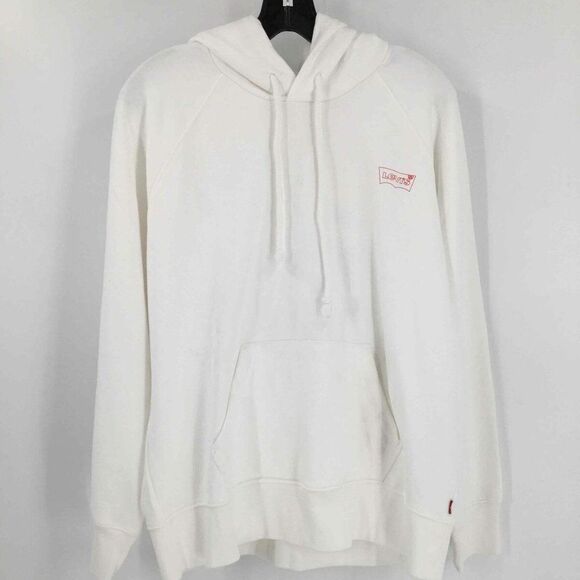 NWT Levis Hoodie White Long Sleeve Pullover Ocean Scene 100% Cotton M - Picture 1 of 6